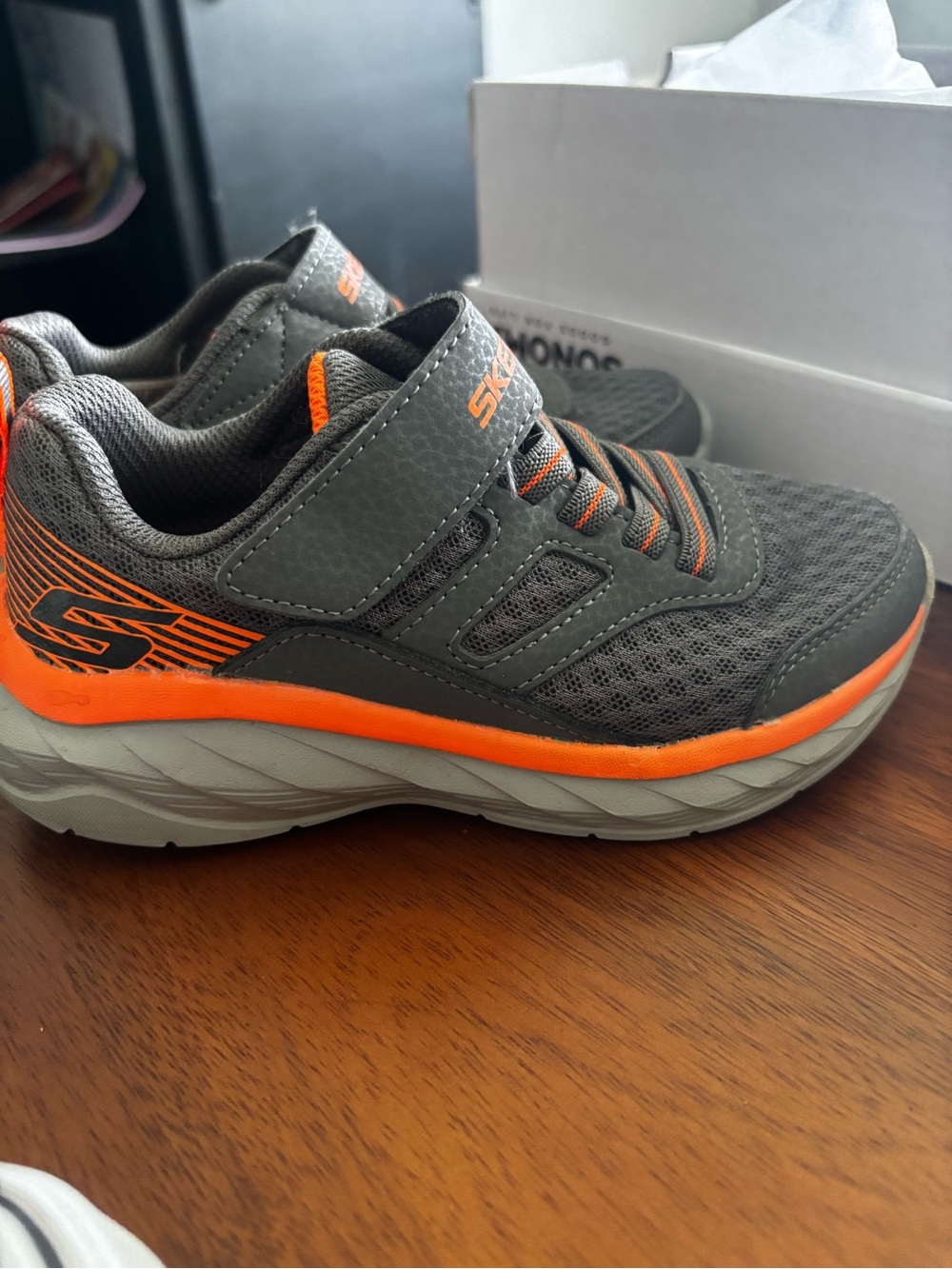 Skechers Kids Gray and Orange Athletic Sneaker